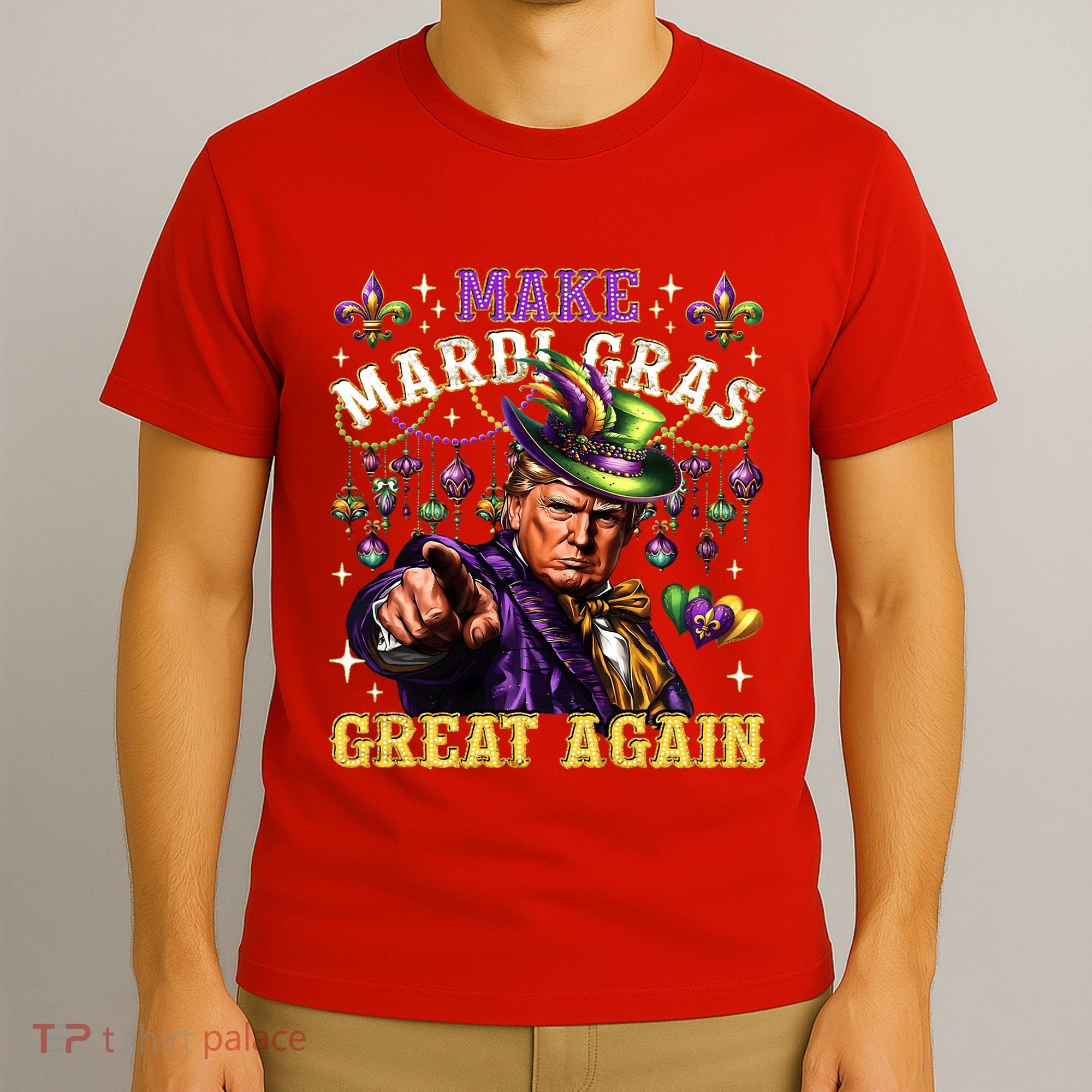 Funny Mardi Gras Donald Trump Mardi Gras American Flag T-Shirt