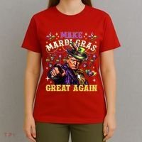 Funny Mardi Gras Donald Trump Mardi Gras American Flag T-Shirt thumb 4