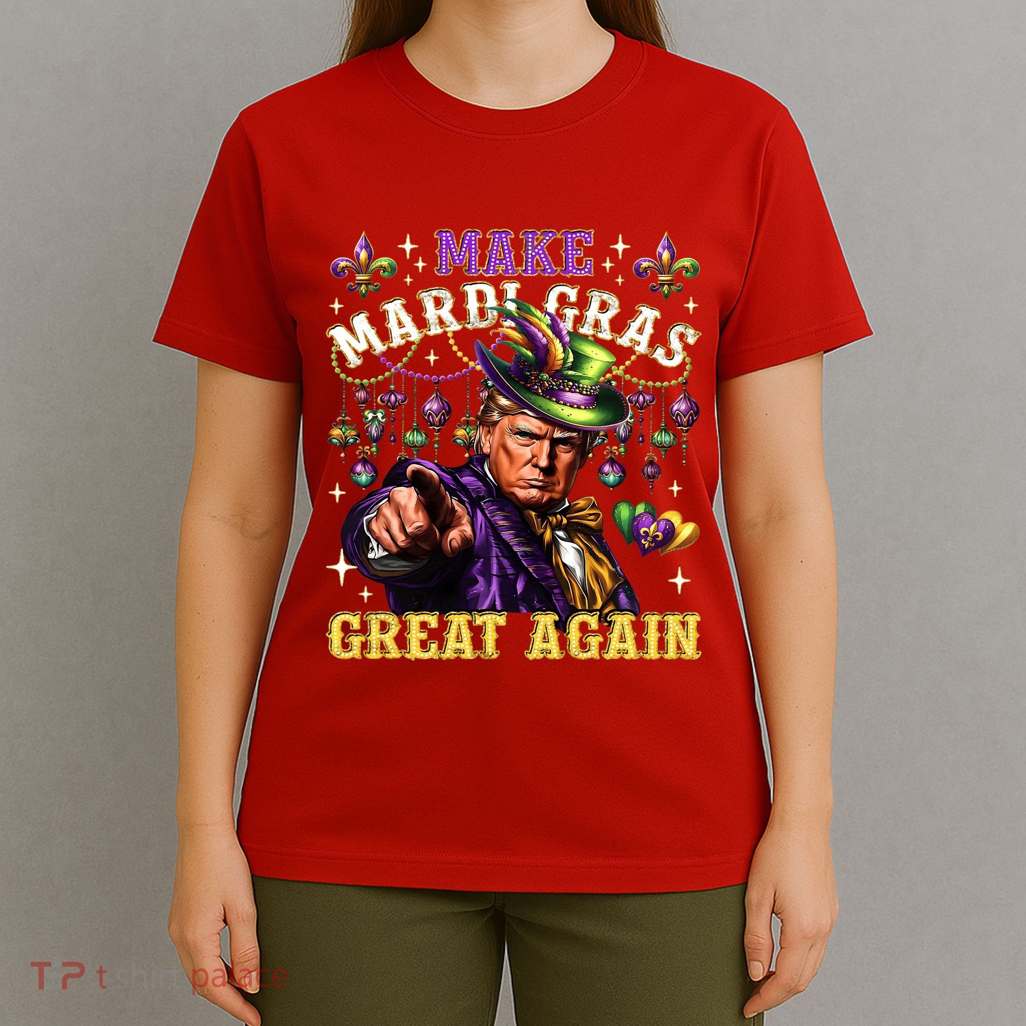 Funny Mardi Gras Donald Trump Mardi Gras American Flag T-Shirt