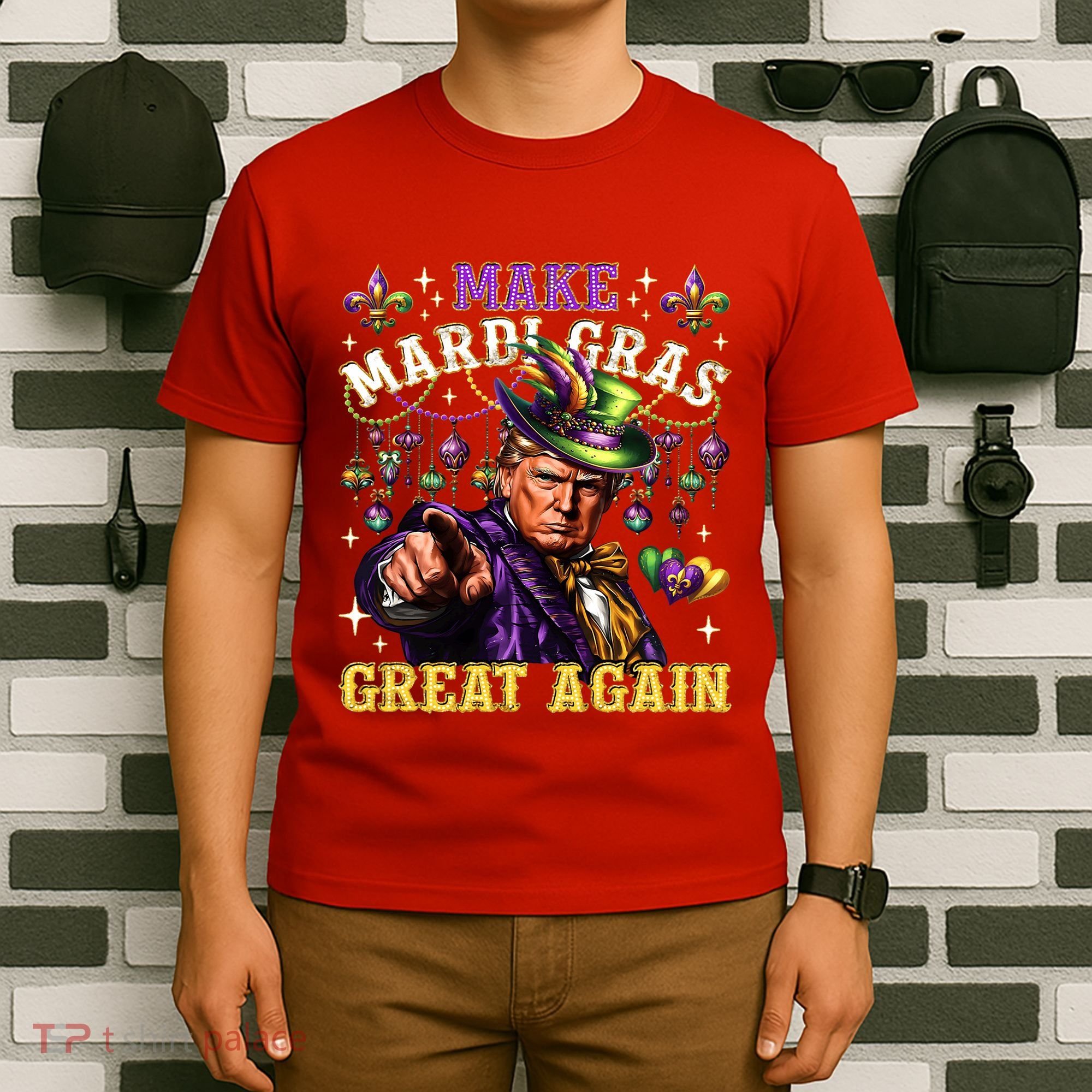Funny Mardi Gras Donald Trump Mardi Gras American Flag T-Shirt