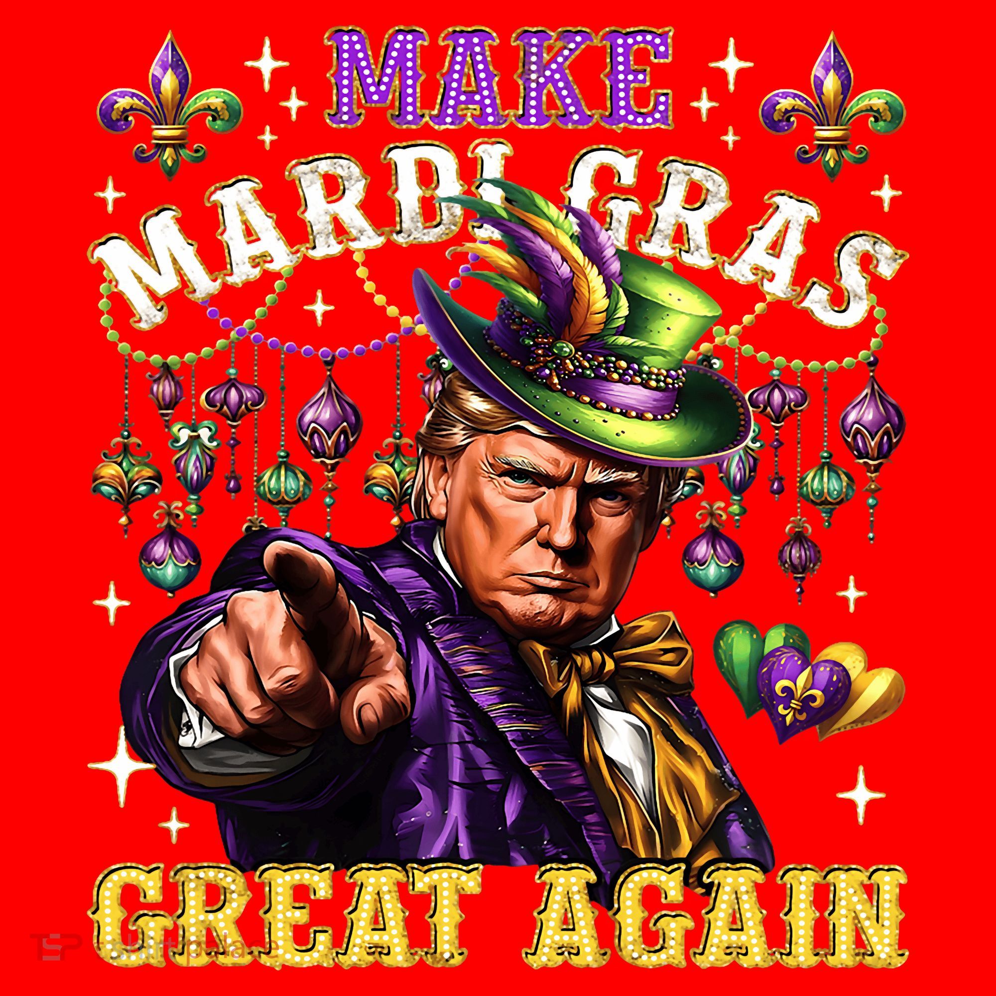 Funny Mardi Gras Donald Trump Mardi Gras American Flag T-Shirt