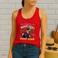 Funny Mardi Gras Donald Trump Mardi Gras American Flag Women's Tank Top thumb 2