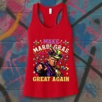 Funny Mardi Gras Donald Trump Mardi Gras American Flag Women's Tank Top thumb 3