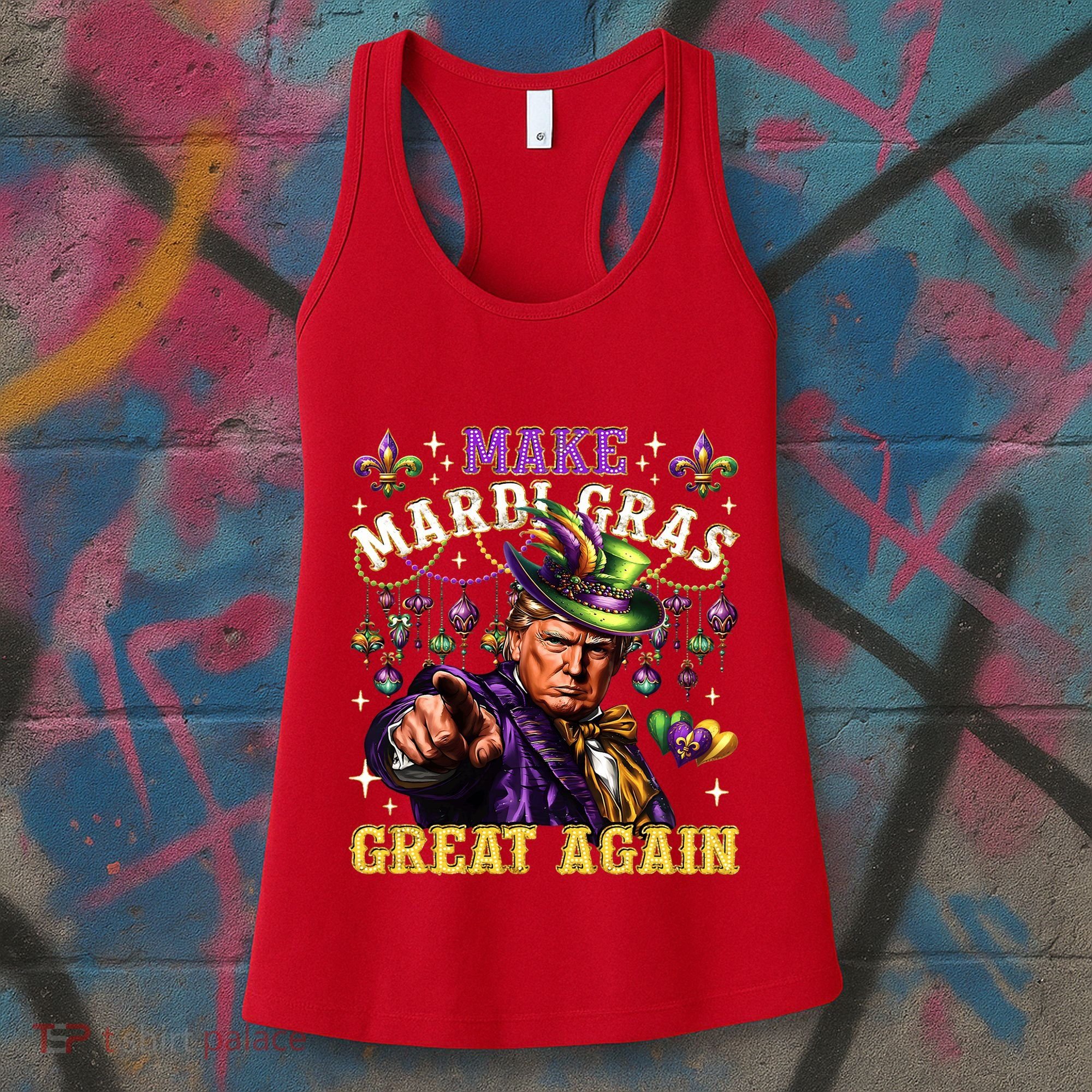 Funny Mardi Gras Donald Trump Mardi Gras American Flag Women's Tank Top