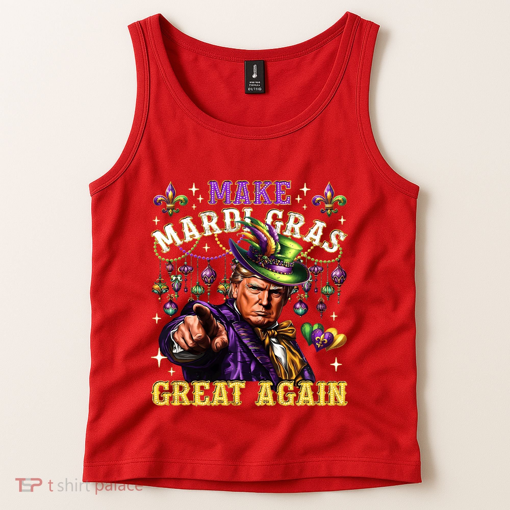 Funny Mardi Gras Donald Trump Mardi Gras American Flag Tank Top