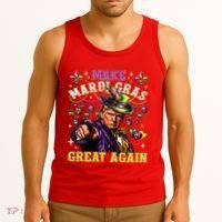 Funny Mardi Gras Donald Trump Mardi Gras American Flag Tank Top thumb 3