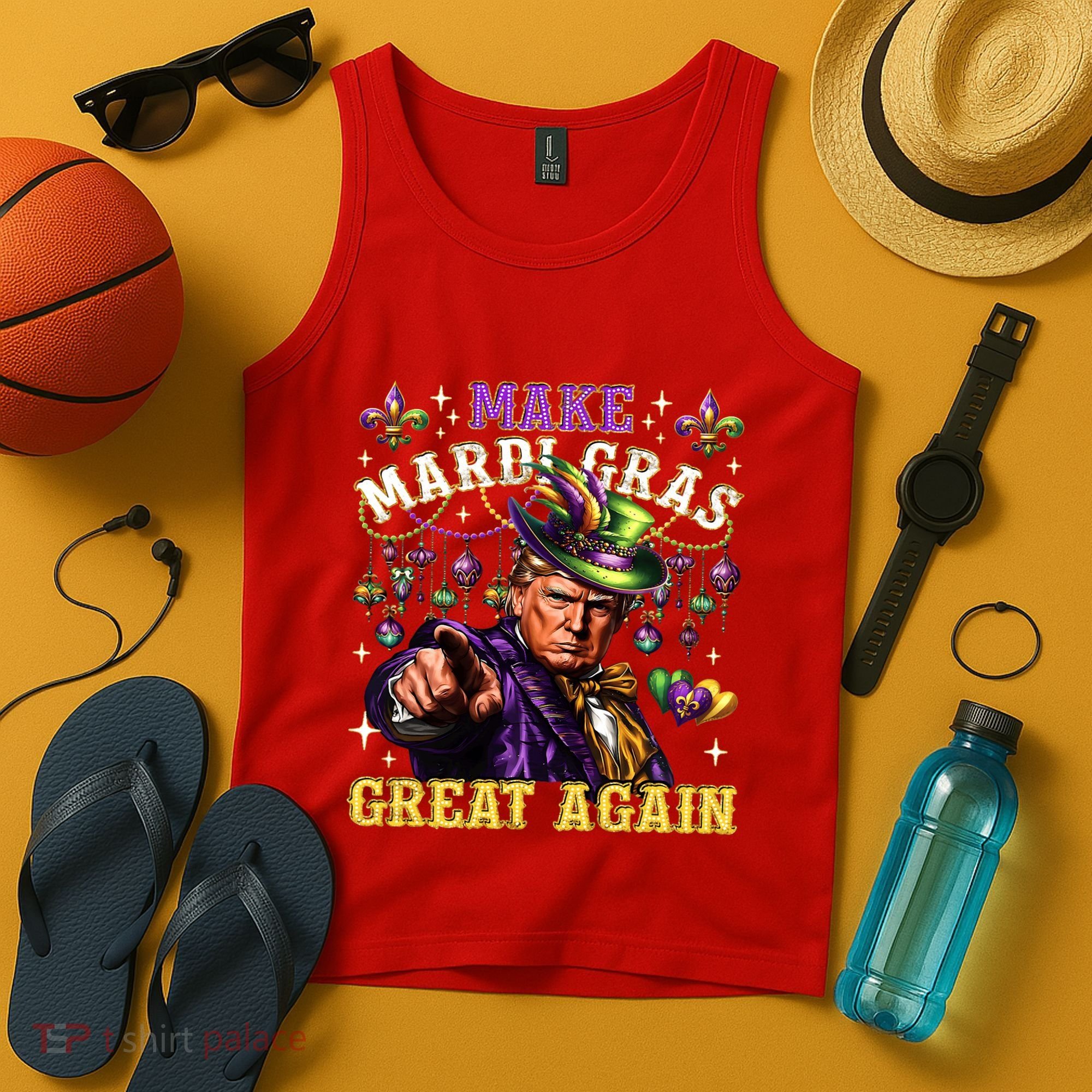 Funny Mardi Gras Donald Trump Mardi Gras American Flag Tank Top