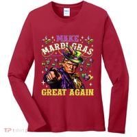 Funny Mardi Gras Donald Trump Mardi Gras American Flag Women's Long Sleeve Shirt thumb 0