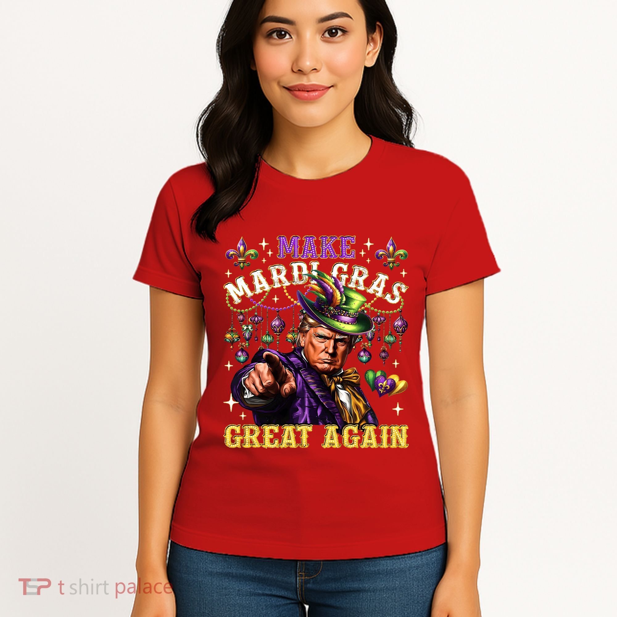 Funny Mardi Gras Donald Trump Mardi Gras American Flag Women's T-Shirt