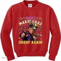 Funny Mardi Gras Donald Trump Mardi Gras American Flag Kids Sweatshirt thumb 0