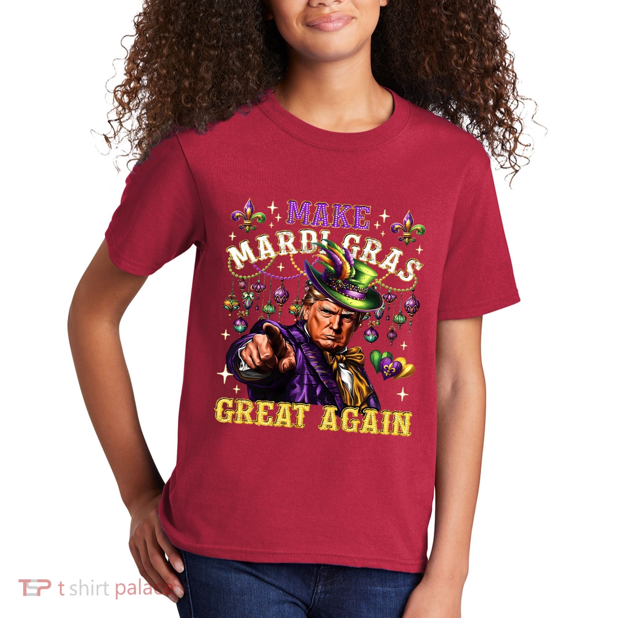 Funny Mardi Gras Donald Trump Mardi Gras American Flag Kids T-Shirt