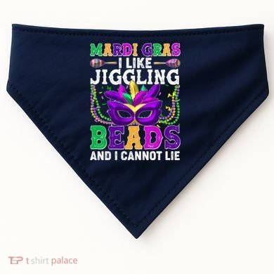 Funny Mardi Gras I Like Jiggling Beads And I Cannot Lie USA-Made Doggie Bandana