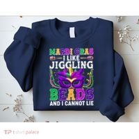 Funny Mardi Gras I Like Jiggling Beads And I Cannot Lie Sweatshirt thumb 2