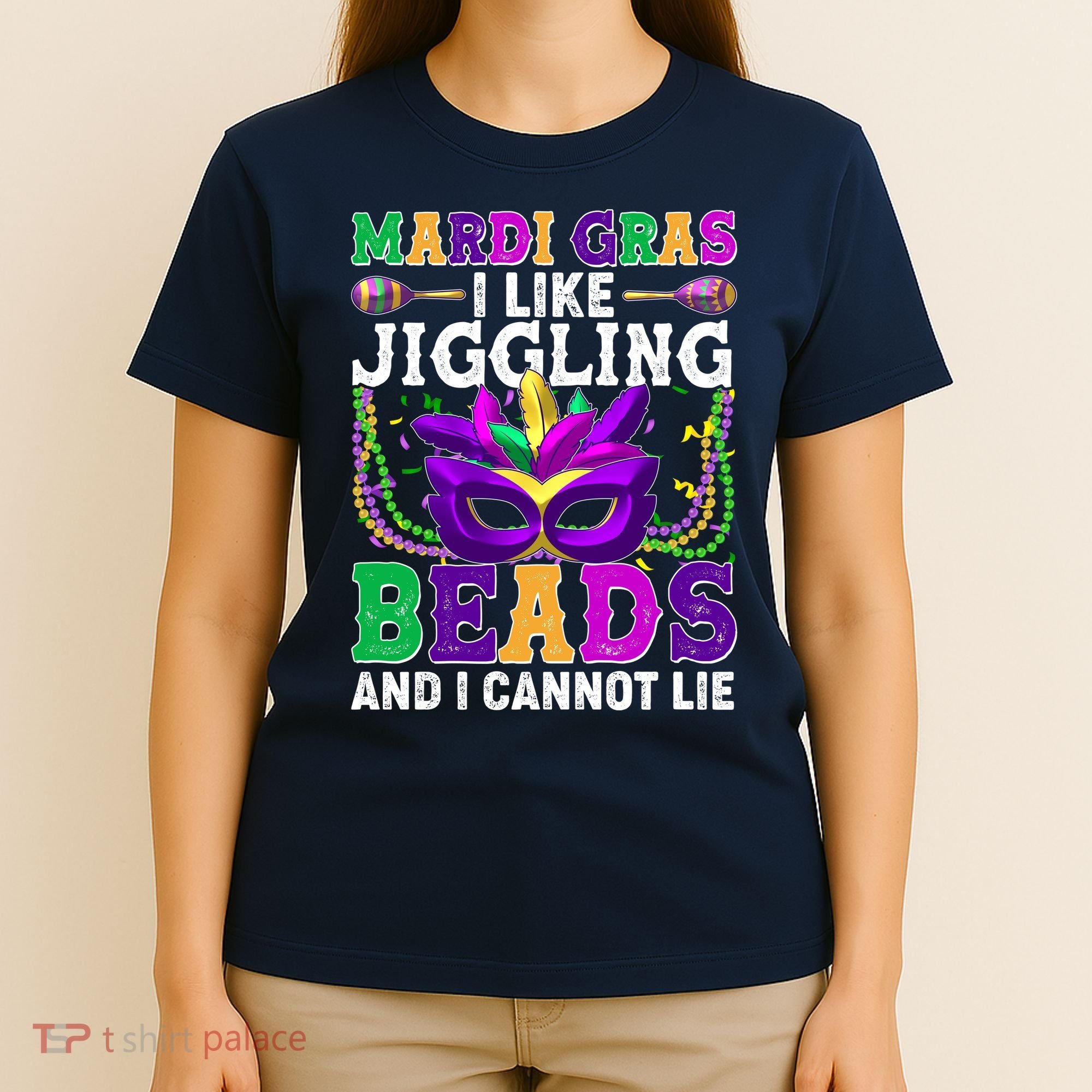 Funny Mardi Gras I Like Jiggling Beads And I Cannot Lie T-Shirt