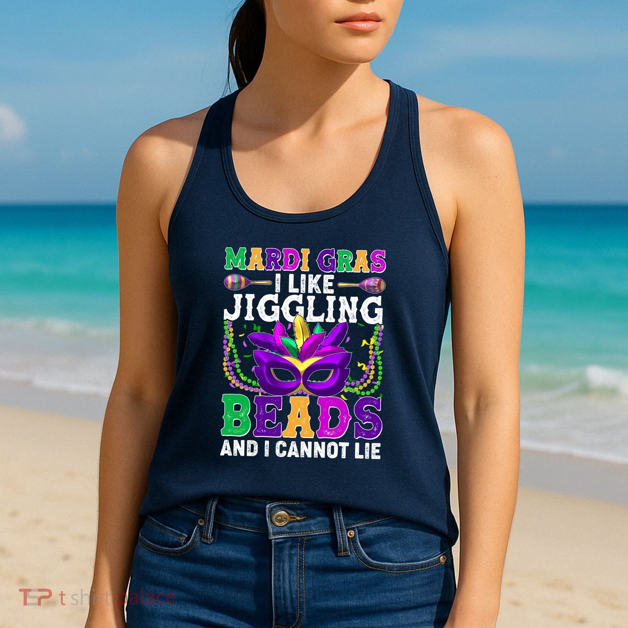 Funny Mardi Gras I Like Jiggling Beads And I Cannot Lie Women's Tank Top