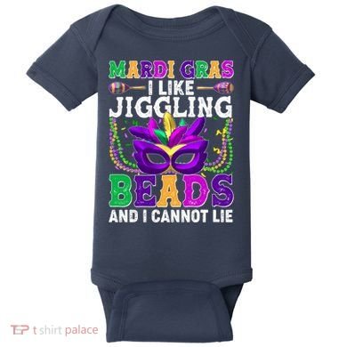 Funny Mardi Gras I Like Jiggling Beads And I Cannot Lie Baby Bodysuit