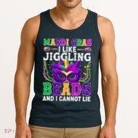 Funny Mardi Gras I Like Jiggling Beads And I Cannot Lie Tank Top thumb 3