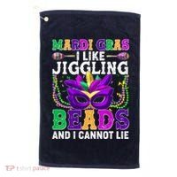 Funny Mardi Gras I Like Jiggling Beads And I Cannot Lie Golf Towel thumb 0