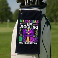 Funny Mardi Gras I Like Jiggling Beads And I Cannot Lie Golf Towel thumb 2