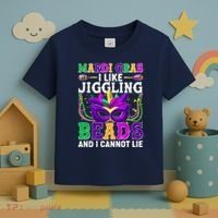 Funny Mardi Gras I Like Jiggling Beads And I Cannot Lie Toddler T-Shirt thumb 3