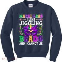 Funny Mardi Gras I Like Jiggling Beads And I Cannot Lie Kids Sweatshirt thumb 0