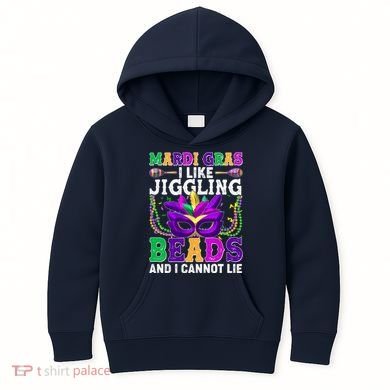 Funny Mardi Gras I Like Jiggling Beads And I Cannot Lie Kids Hoodie