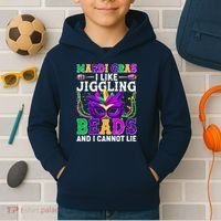 Funny Mardi Gras I Like Jiggling Beads And I Cannot Lie Kids Hoodie thumb 2