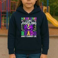 Funny Mardi Gras I Like Jiggling Beads And I Cannot Lie Kids Hoodie thumb 3