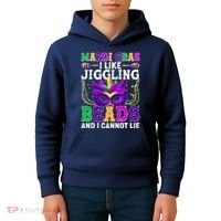 Funny Mardi Gras I Like Jiggling Beads And I Cannot Lie Kids Hoodie thumb 4