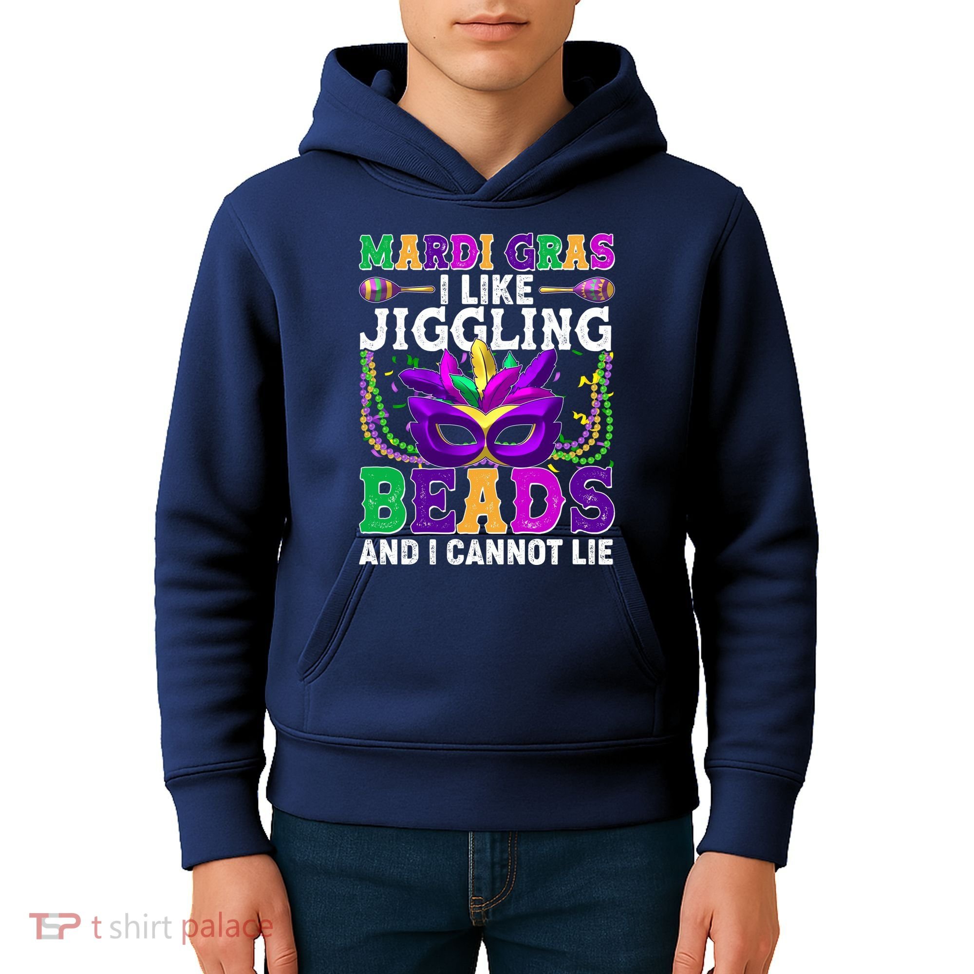 Funny Mardi Gras I Like Jiggling Beads And I Cannot Lie Kids Hoodie