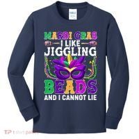 Funny Mardi Gras I Like Jiggling Beads And I Cannot Lie Kids Long Sleeve Shirt thumb 0