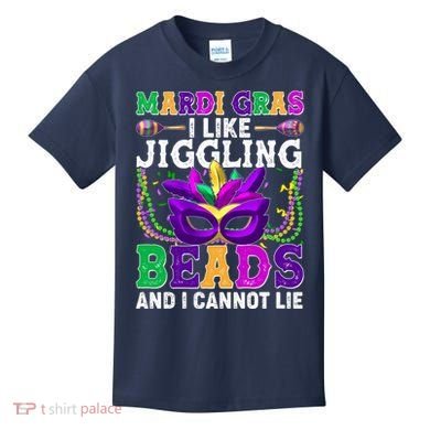Funny Mardi Gras I Like Jiggling Beads And I Cannot Lie Kids T-Shirt