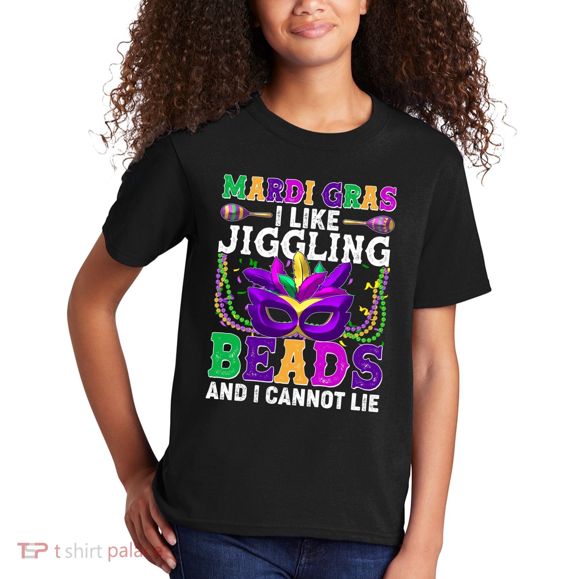 Funny Mardi Gras I Like Jiggling Beads And I Cannot Lie Kids T-Shirt
