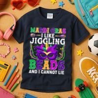 Funny Mardi Gras I Like Jiggling Beads And I Cannot Lie Kids T-Shirt thumb 3
