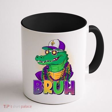 Funny Mardi Gras Bruh Alligator Coffee Mug back