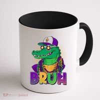 Funny Mardi Gras Bruh Alligator Coffee Mug thumb 1