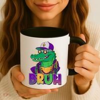 Funny Mardi Gras Bruh Alligator Coffee Mug thumb 3