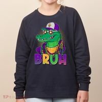 Funny Mardi Gras Bruh Alligator Women's Sweatshirt thumb 0