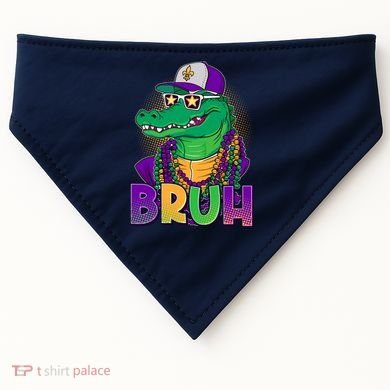 Funny Mardi Gras Bruh Alligator USA-Made Doggie Bandana