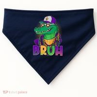 Funny Mardi Gras Bruh Alligator USA-Made Doggie Bandana thumb 0
