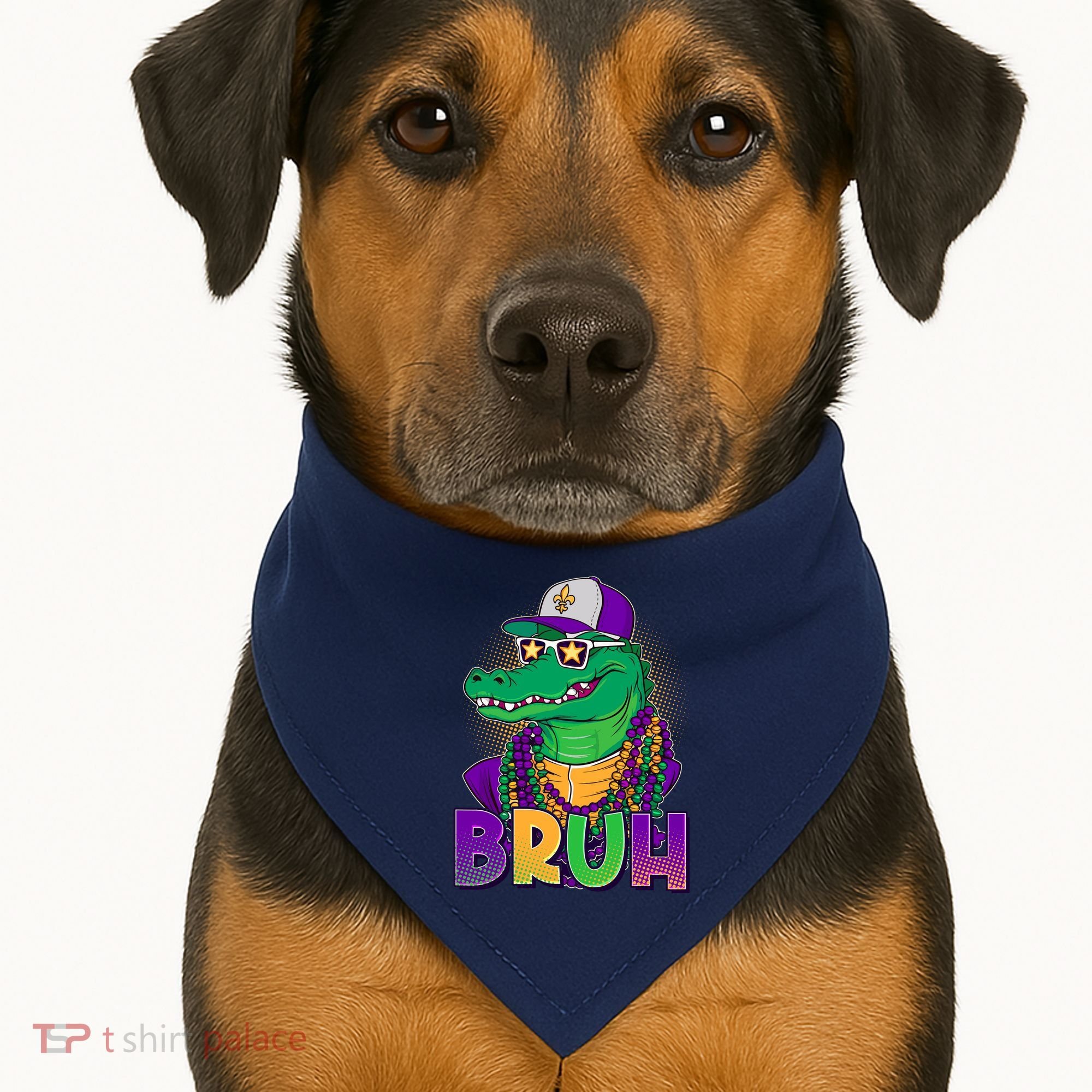 Funny Mardi Gras Bruh Alligator USA-Made Doggie Bandana