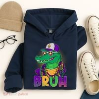 Funny Mardi Gras Bruh Alligator Hoodie thumb 4