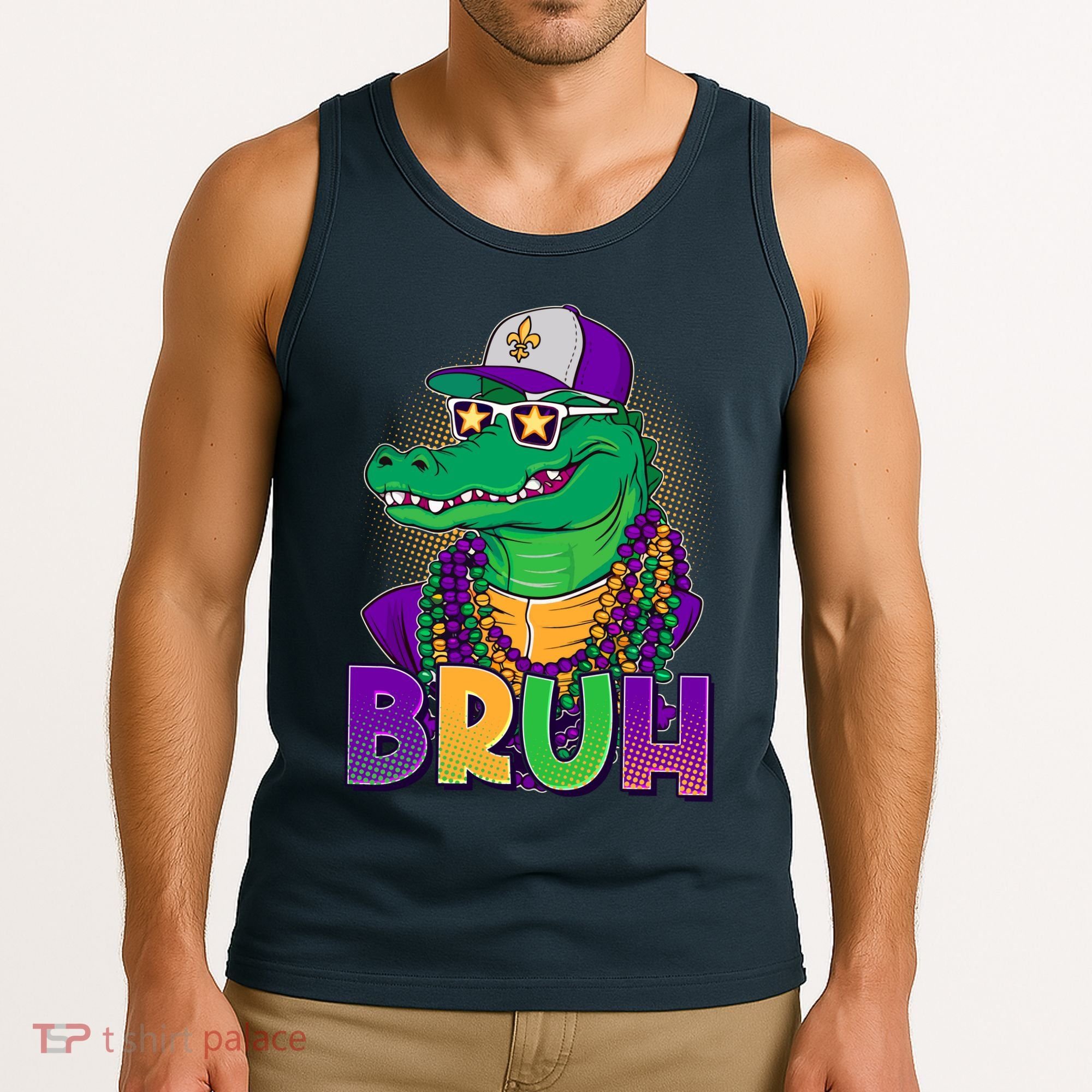 Funny Mardi Gras Bruh Alligator Tank Top