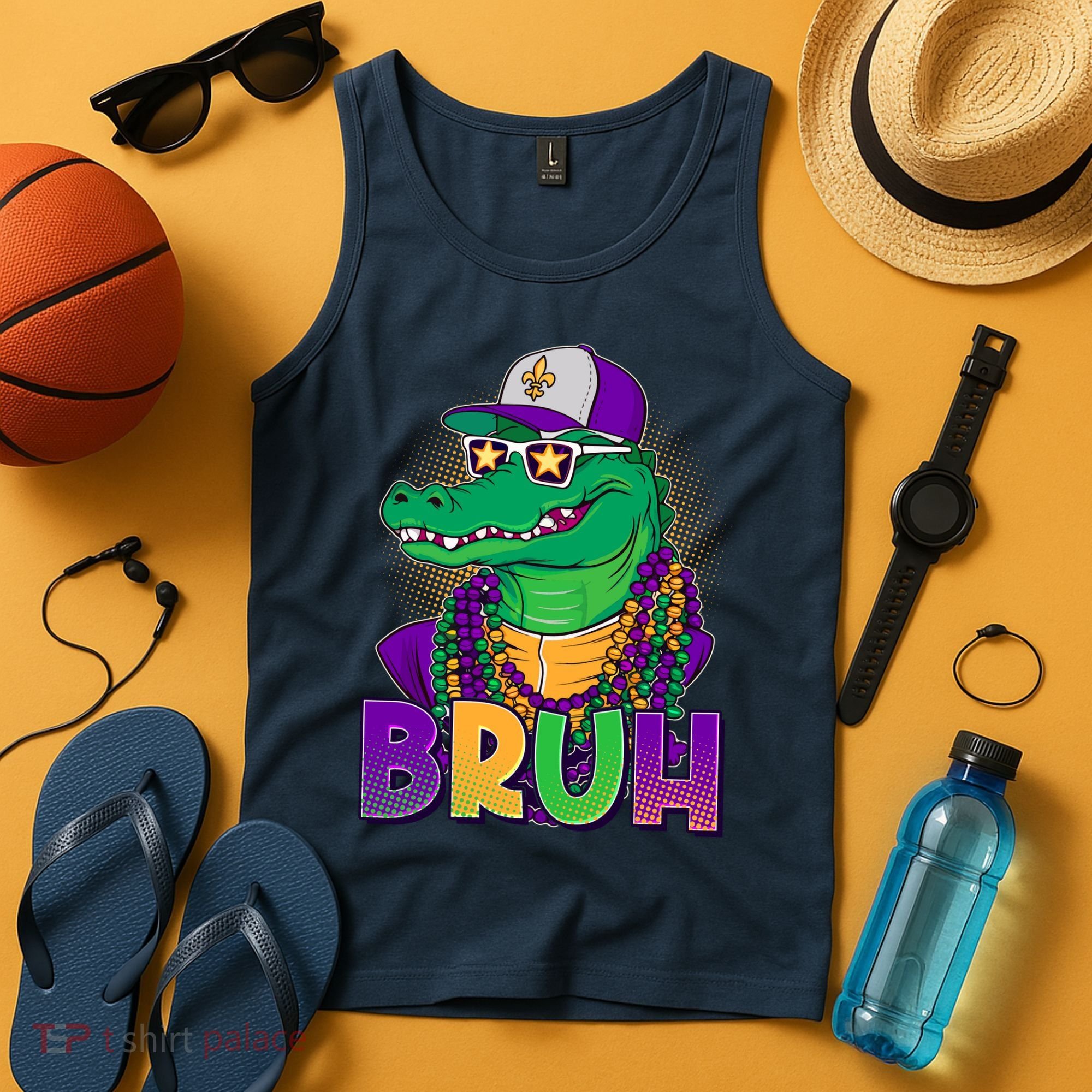 Funny Mardi Gras Bruh Alligator Tank Top
