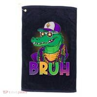 Funny Mardi Gras Bruh Alligator Golf Towel thumb 0
