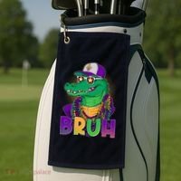 Funny Mardi Gras Bruh Alligator Golf Towel thumb 2