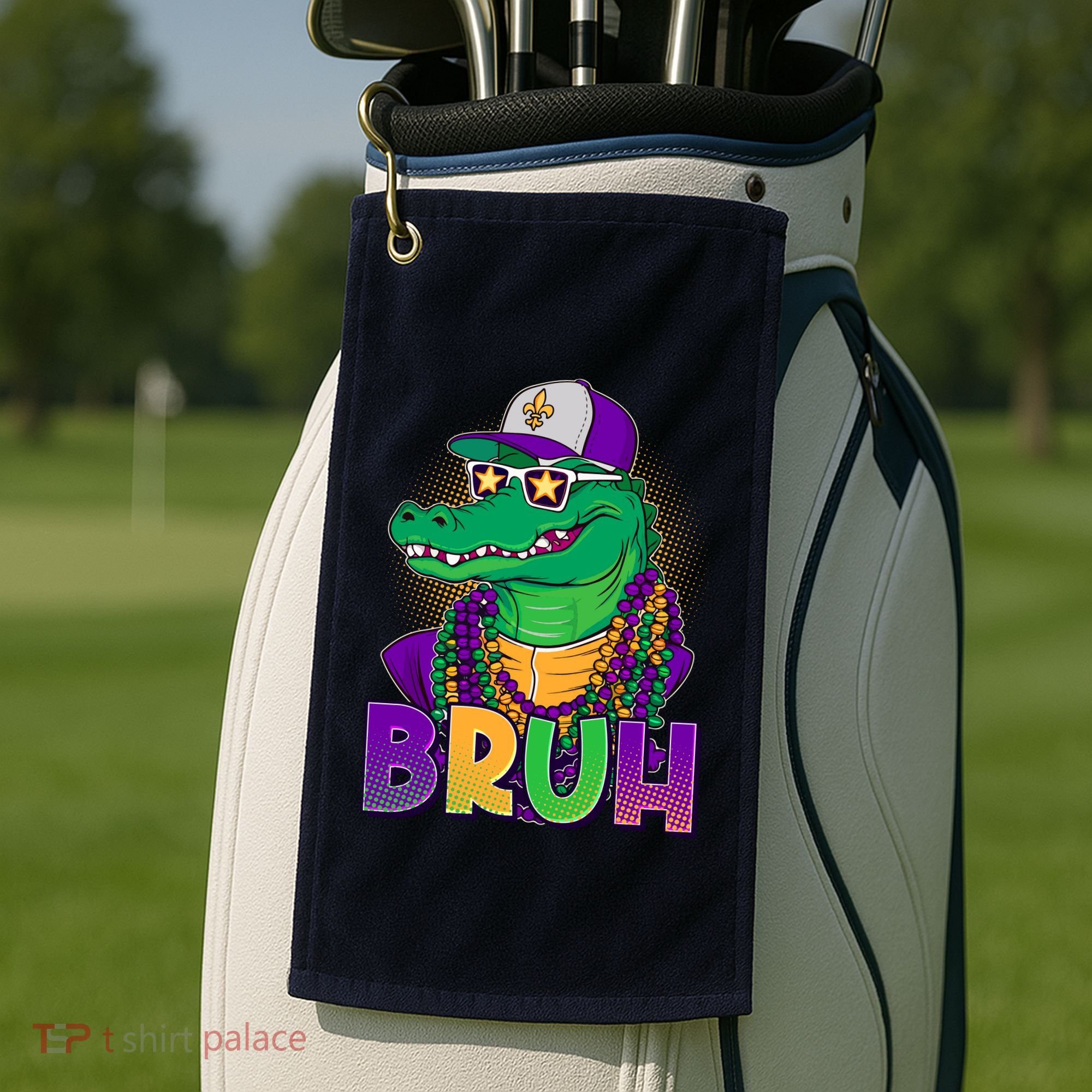 Funny Mardi Gras Bruh Alligator Golf Towel