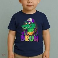Funny Mardi Gras Bruh Alligator Toddler T-Shirt thumb 2