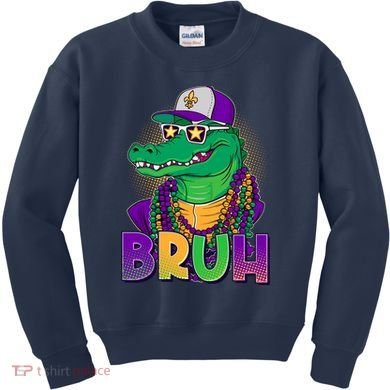 Funny Mardi Gras Bruh Alligator Kids Sweatshirt