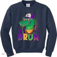 Funny Mardi Gras Bruh Alligator Kids Sweatshirt thumb 0
